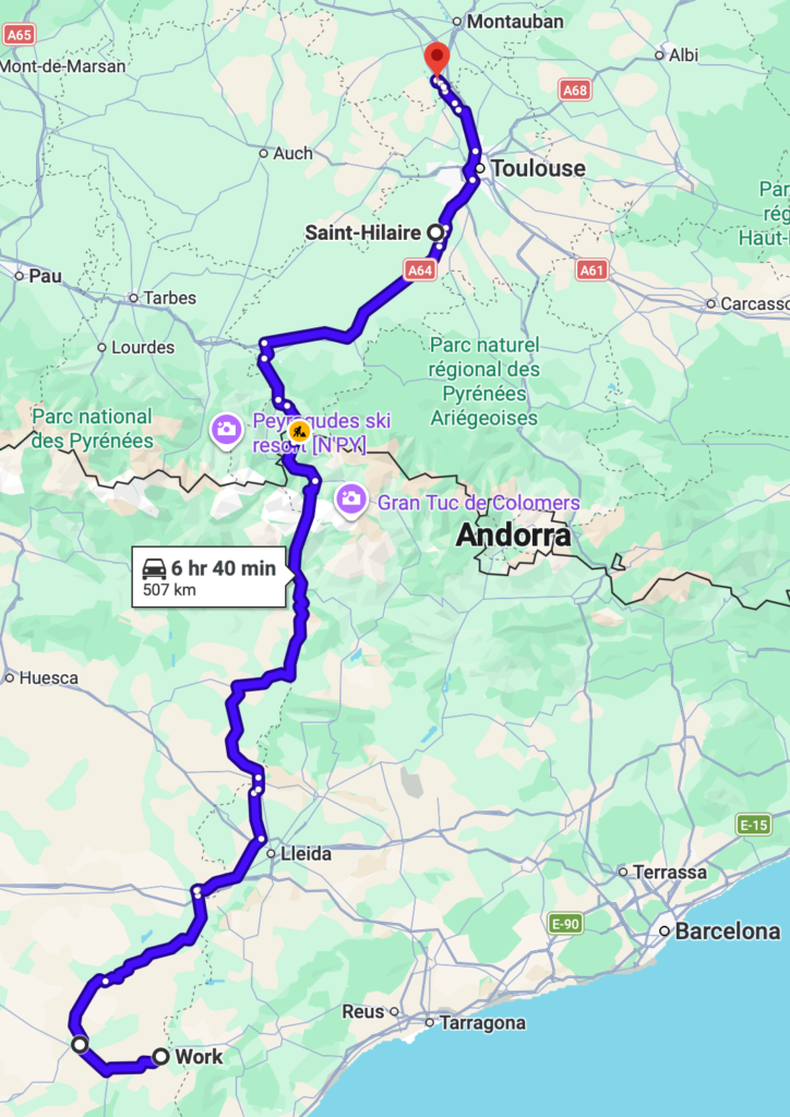 Map of Toulouse roadtrip